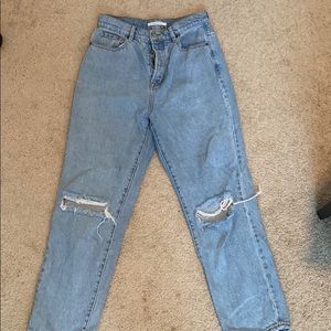 Mom jeans with knee rips